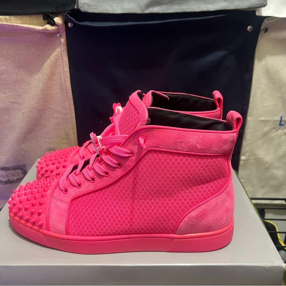 Pink High-Top Christian Louboutin Sneakers